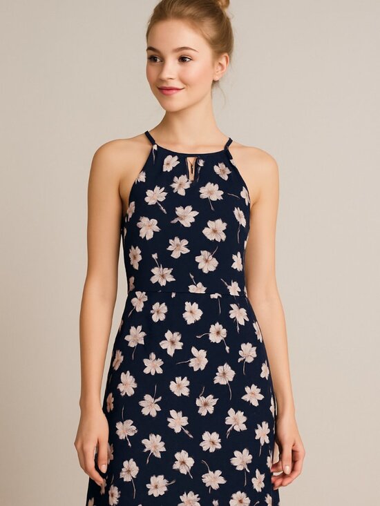 Ivanka Trump Dresses & Skirts - Ivanka Trump navy floral maxi dress with gold buckle detail #formal #floral